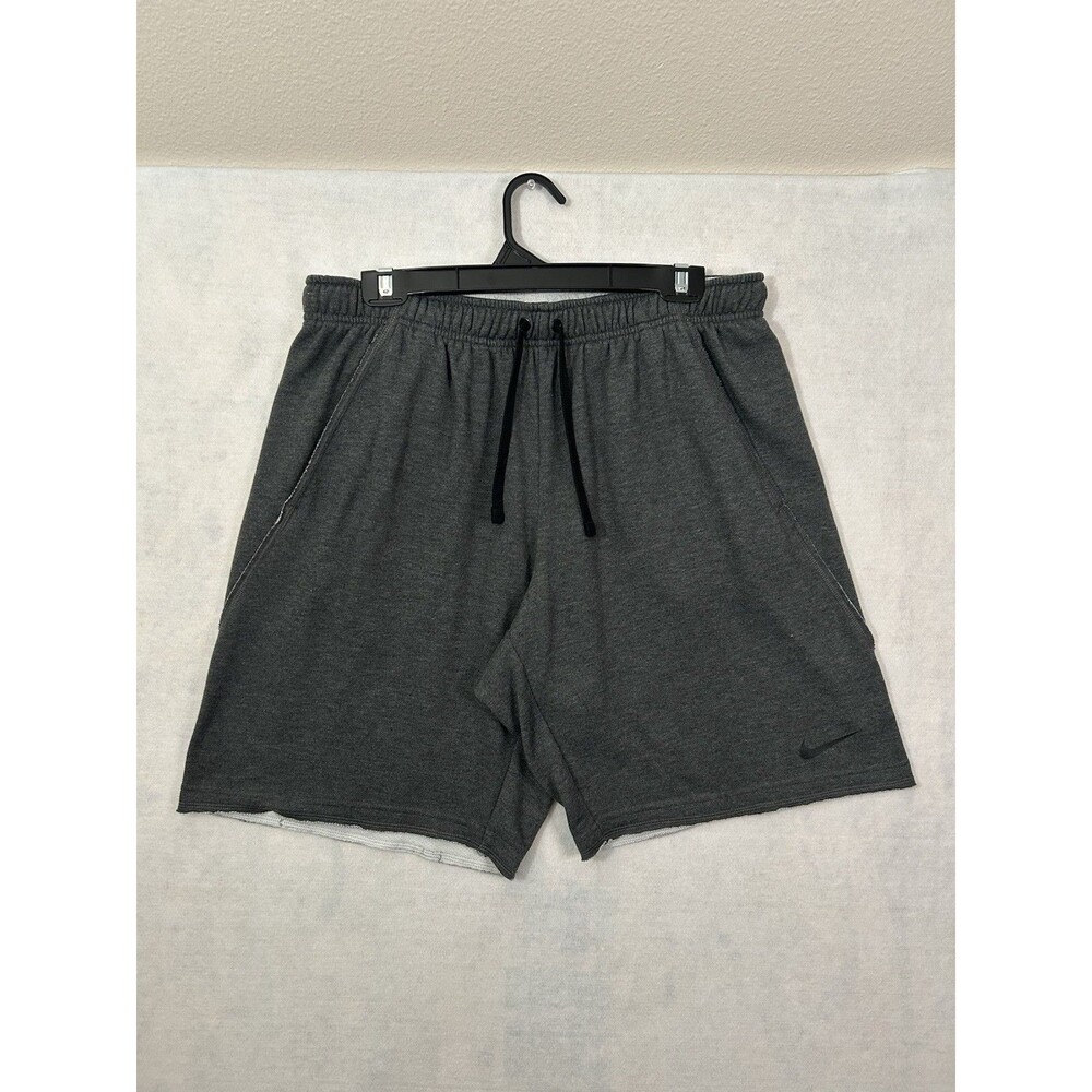 Nike Dry Shorts Mens XL Sweat Fleece Gray 944364 Raw Hem Drawstring Baggy Loose